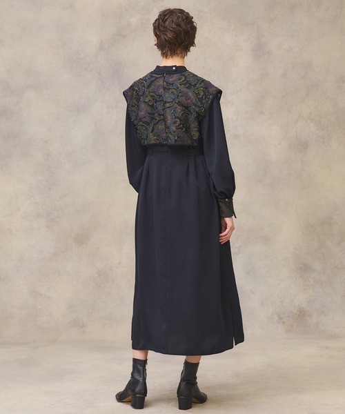 PUBLIC TOKYOワンピース ブラック ペイズリーカット ジャガード 長袖 PUBLIC TOKYO（パブリックトウキョウ）の「ペイズリーカット