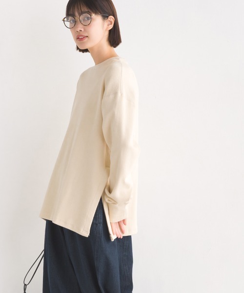 OMNES（オムネス）の「ハニカムストレッチサイドスリットボックスプルオーバー（Tシャツ/カットソー・レディース・ラベンダー/ブラック/ライトグレー/アイボリー・SMALL/MEDIUM）」の7枚目の写真