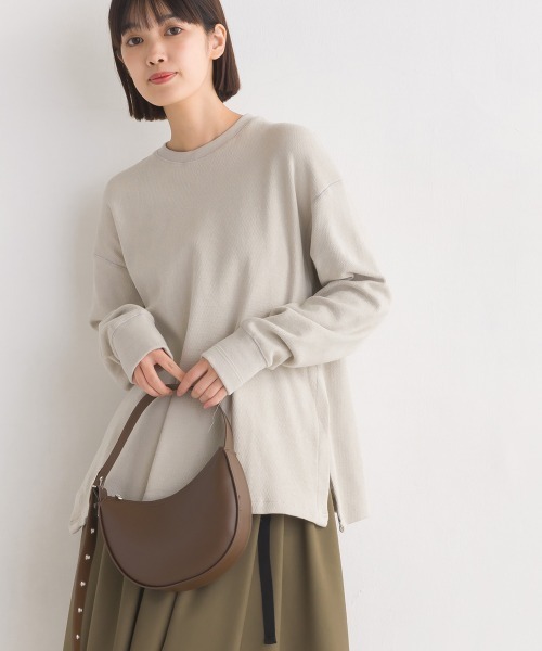 OMNES（オムネス）の「ハニカムストレッチサイドスリットボックスプルオーバー（Tシャツ/カットソー・レディース・ラベンダー/ブラック/ライトグレー/アイボリー・SMALL/MEDIUM）」の15枚目の写真