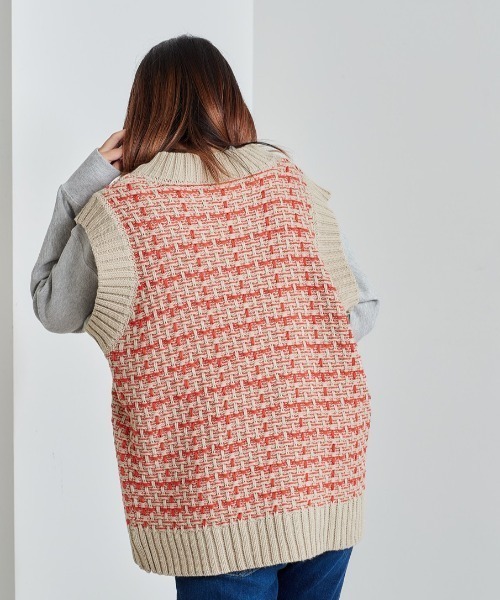 cepo（セポ）の「ツイードアミ ロングニットベスト（ベスト・レディース・ブラック/ピンク/イエロー・M）」の18枚目の写真