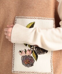 【美品】CABaN ウールカシミヤ アートフレーム ニット　グリーン □CABaN ウールカシミヤ アートフレーム クルーネックプルオーバー