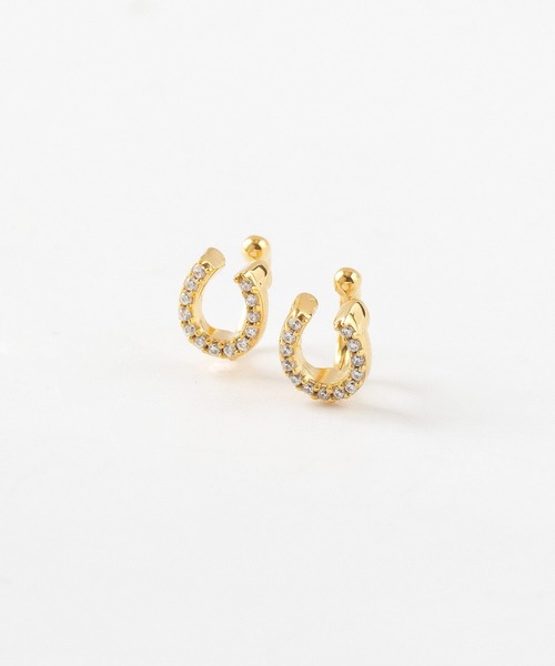 JUICY ROCK（ジューシーロック）の「GP(SV925)/SV925 パヴェホースシューカフイヤリング（イヤリング・レディース・シルバー/ゴールド・ONE SIZE）」の2枚目の写真