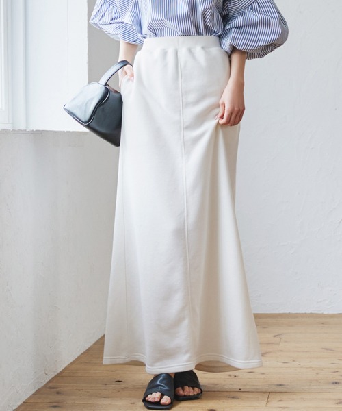 coca（coca）（コカ）の「大人の着心地スウェットステッチスカート（スカート・レディース・アイボリー/グレー/ブラック・SHORT/LONG）」の2枚目の写真