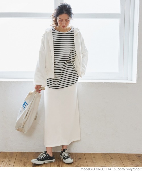 coca（coca）（コカ）の「大人の着心地スウェットステッチスカート（スカート・レディース・アイボリー/グレー/ブラック・SHORT/LONG）」の10枚目の写真