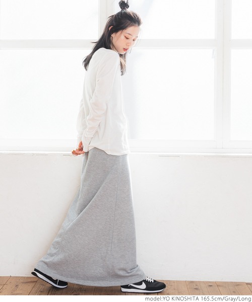 coca（coca）（コカ）の「大人の着心地スウェットステッチスカート（スカート・レディース・アイボリー/グレー/ブラック・SHORT/LONG）」の12枚目の写真
