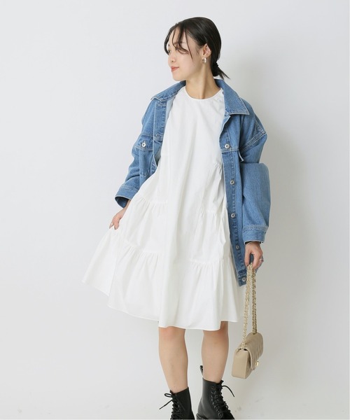 U by SPICK&SPAN(ユーバイスピックアンドスパン)の「≪追加≫ティアードミニワンピース3◆(ワンピース・レディース・ホワイト/ブラック・36/38)」の10枚目の写真