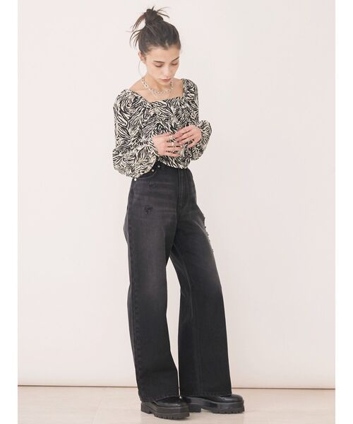 EVRIS（エヴリス）の「シャーリングショートトップス（シャツ/ブラウス・レディース・グリーン/その他1/ブラック・FREE）」の21枚目の写真