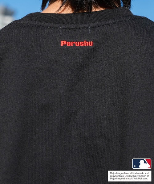 Perushu（ペルーシュ）の「【Perushu×MLB】ビッグシルエットスウェット（スウェット・メンズ・ブラック/ブルー/グリーン/グレー系1/グレー系2/グレー系3・MEDIUM/LARGE）」の9枚目の写真