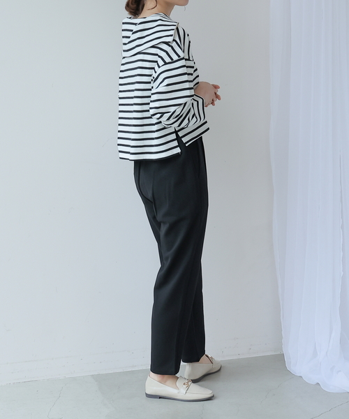 frames RAY CASSIN(フレームスレイカズン)の「S/M展開 Everydayパンツ(スラックス・レディース・イエロー/ブラック/グレイッシュベージュ/グリーン/サックスブルー/ピンク/イエロー×グリーン・SMALL/MEDIUM)」の11枚目の写真