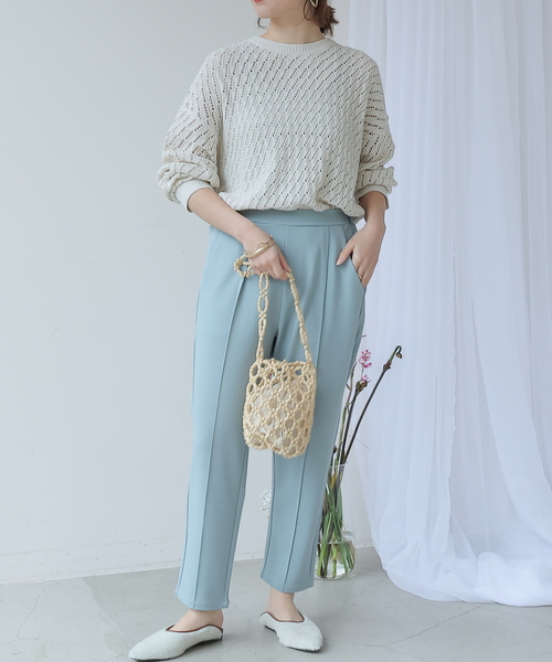 frames RAY CASSIN(フレームスレイカズン)の「S/M展開 Everydayパンツ(スラックス・レディース・イエロー/ブラック/グレイッシュベージュ/グリーン/サックスブルー/ピンク/イエロー×グリーン・SMALL/MEDIUM)」の13枚目の写真