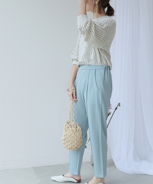 frames RAY CASSIN(フレームスレイカズン)の「S/M展開 Everydayパンツ(スラックス・レディース・イエロー/ブラック/グレイッシュベージュ/グリーン/サックスブルー/ピンク/イエロー×グリーン・SMALL/MEDIUM)」の14枚目の写真