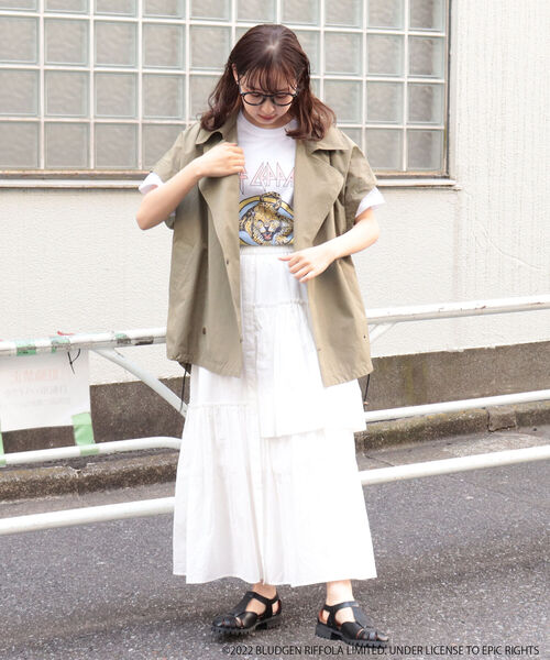 fredy emue（フレディエミュ）の「アシメギャザースカート（セットアップ可能）（スカート・レディース・ブラック/オフホワイト/グリーン・38）」の10枚目の写真