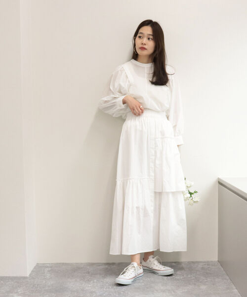 fredy emue（フレディエミュ）の「アシメギャザースカート（セットアップ可能）（スカート・レディース・ブラック/オフホワイト/グリーン・38）」の20枚目の写真