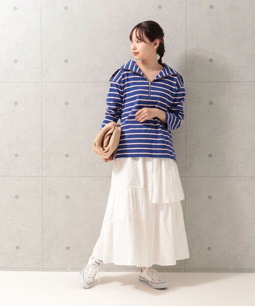 fredy emue（フレディエミュ）の「アシメギャザースカート（セットアップ可能）（スカート・レディース・ブラック/オフホワイト/グリーン・38）」の21枚目の写真