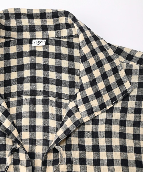 美品✨45R フォーティファイブアール リネン100 チェックブラウス シャツ 45R（フォーティファイブアール）の「インドリネン平のビッグ