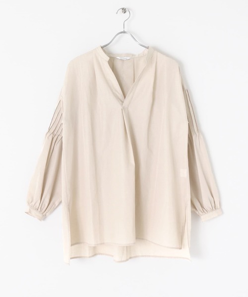 URBAN RESEARCH Sonny Label(アーバンリサーチサニーレーベル)の「『UR TECH Smart Linen Touch』リネン混タックスリーブブラウス(シャツ/ブラウス・レディース・イエロー/ベージュ系その他/ストライプ・FREE)」の6枚目の写真