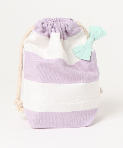 DONOBAN（ドノバン）の「◇キッズ◇ガールズリボン付きコップ巾着（エコバッグ/サブバッグ・キッズ・ラベンダー/ミント/ピンク/ベージュ・ONESIZE）」の4枚目の写真