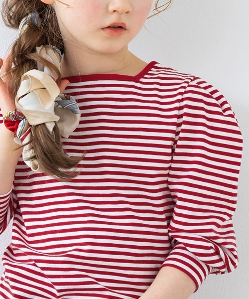 lulpini（ルルピー二）の「kids　スクエアネックボーダーロングスリーブTシャツ（Tシャツ/カットソー・キッズ・ブラック/イエロー/レッド・S/M/L）」の22枚目の写真