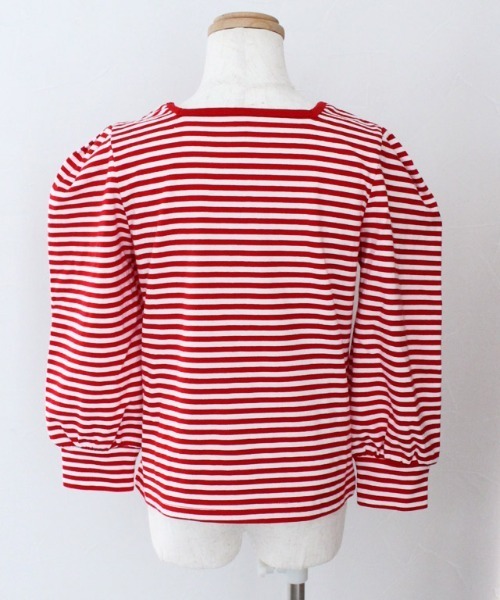 lulpini（ルルピー二）の「kids　スクエアネックボーダーロングスリーブTシャツ（Tシャツ/カットソー・キッズ・ブラック/イエロー/レッド・S/M/L）」の6枚目の写真