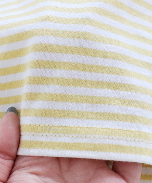 lulpini（ルルピー二）の「kids　スクエアネックボーダーロングスリーブTシャツ（Tシャツ/カットソー・キッズ・ブラック/イエロー/レッド・S/M/L）」の9枚目の写真