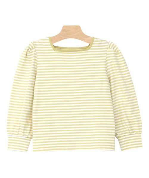 lulpini（ルルピー二）の「kids　スクエアネックボーダーロングスリーブTシャツ（Tシャツ/カットソー・キッズ・ブラック/イエロー/レッド・S/M/L）」の16枚目の写真