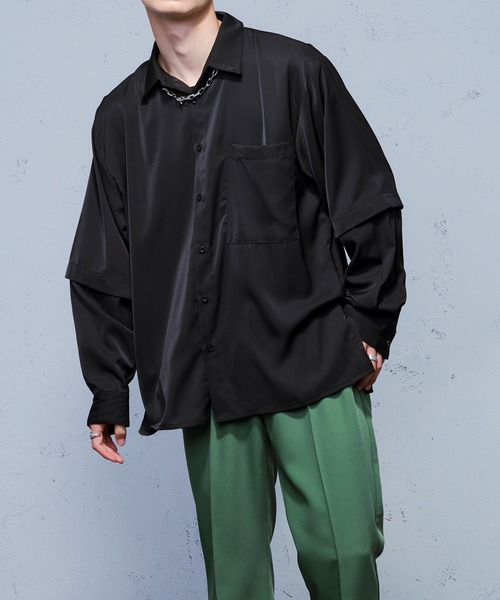 Ellno Loset（エルノロゼット）の「スリーブボタンデザインシャツ（シャツ/ブラウス・メンズ・ブラック/オフホワイト/ブルーグリーン・MEDIUM/LARGE）」の21枚目の写真