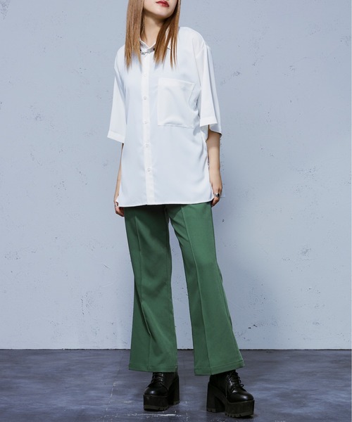 Ellno Loset（エルノロゼット）の「スリーブボタンデザインシャツ（シャツ/ブラウス・メンズ・ブラック/オフホワイト/ブルーグリーン・MEDIUM/LARGE）」の20枚目の写真