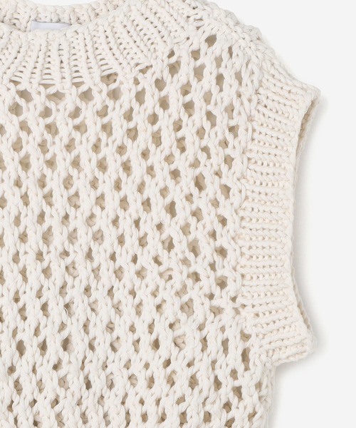 MIRSTORES（ミアストアズ）の「MIRSTORES | ノースリーブメッシュトップス WOMEN（ベスト・レディース・ブラック/アイボリー・SMALL）」の13枚目の写真