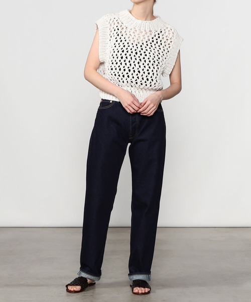 MIRSTORES（ミアストアズ）の「MIRSTORES | ノースリーブメッシュトップス WOMEN（ベスト・レディース・ブラック/アイボリー・SMALL）」の7枚目の写真