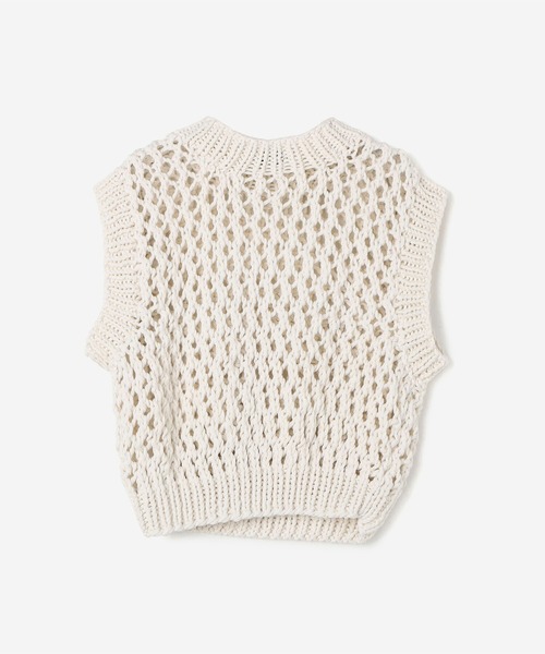 MIRSTORES（ミアストアズ）の「MIRSTORES | ノースリーブメッシュトップス WOMEN（ベスト・レディース・ブラック/アイボリー・SMALL）」の11枚目の写真