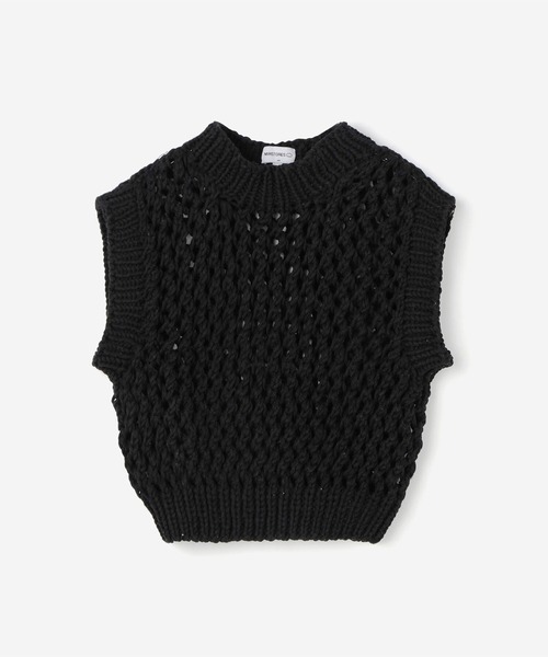 MIRSTORES（ミアストアズ）の「MIRSTORES | ノースリーブメッシュトップス WOMEN（ベスト・レディース・ブラック/アイボリー・SMALL）」の15枚目の写真