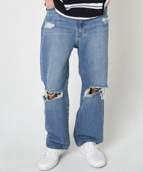 GALLIS ADDICTION（ガリスアディクション）の「GA DAMAGE WIDE DENIM PANTS（デニムパンツ・メンズ・ブラック/インディゴブルー・M/L）」の9枚目の写真