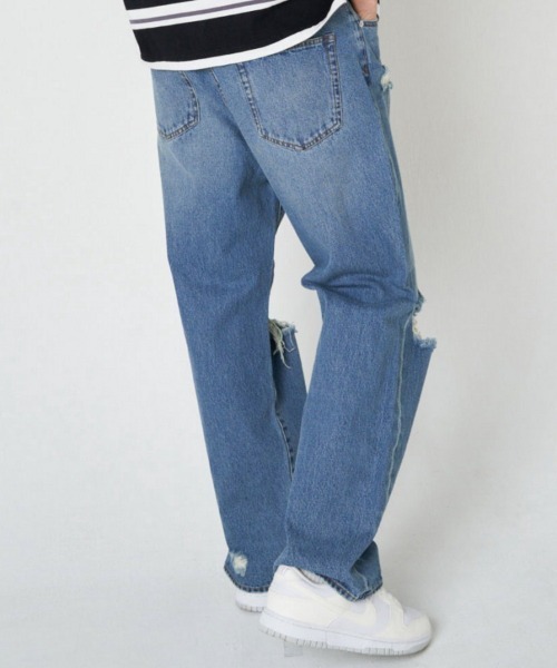 GALLIS ADDICTION（ガリスアディクション）の「GA DAMAGE WIDE DENIM PANTS（デニムパンツ・メンズ・ブラック/インディゴブルー・M/L）」の7枚目の写真