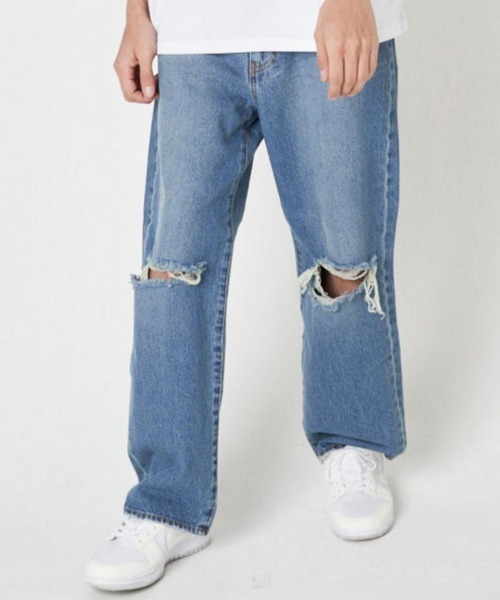 GALLIS ADDICTION（ガリスアディクション）の「GA DAMAGE WIDE DENIM PANTS（デニムパンツ・メンズ・ブラック/インディゴブルー・M/L）」の5枚目の写真