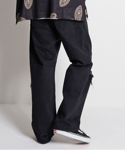 GALLIS ADDICTION（ガリスアディクション）の「GA DAMAGE WIDE DENIM PANTS（デニムパンツ・メンズ・ブラック/インディゴブルー・M/L）」の20枚目の写真