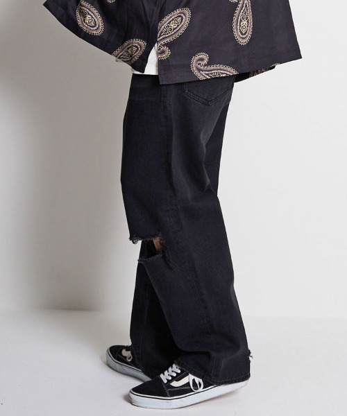 GALLIS ADDICTION（ガリスアディクション）の「GA DAMAGE WIDE DENIM PANTS（デニムパンツ・メンズ・ブラック/インディゴブルー・M/L）」の18枚目の写真
