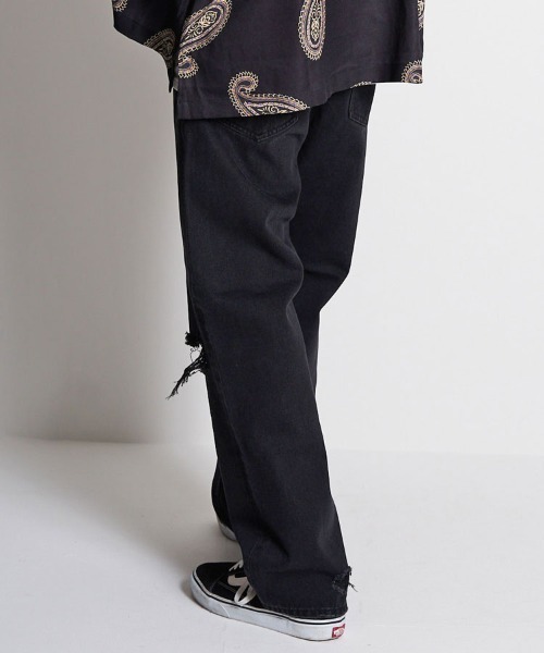 GALLIS ADDICTION（ガリスアディクション）の「GA DAMAGE WIDE DENIM PANTS（デニムパンツ・メンズ・ブラック/インディゴブルー・M/L）」の19枚目の写真