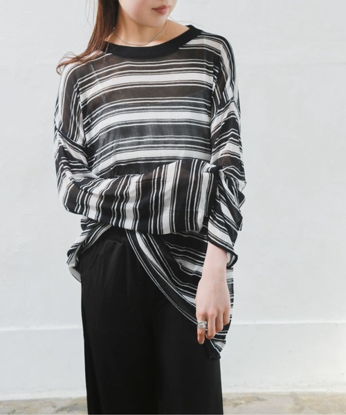 Alite cloth(アリーテクロス)の「シースルーオーバーサイズロングTシャツ(Tシャツ/カットソー・レディース・ブラック/ホワイト/ダークブラック/オフホワイト・FREE)」の3枚目の写真