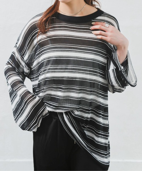 Alite cloth(アリーテクロス)の「シースルーオーバーサイズロングTシャツ(Tシャツ/カットソー・レディース・ブラック/ホワイト/ダークブラック/オフホワイト・FREE)」の5枚目の写真