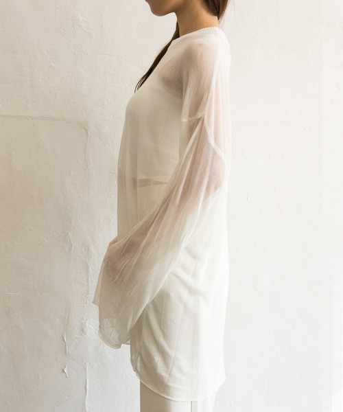 Alite cloth(アリーテクロス)の「シースルーオーバーサイズロングTシャツ(Tシャツ/カットソー・レディース・ブラック/ホワイト/ダークブラック/オフホワイト・FREE)」の15枚目の写真