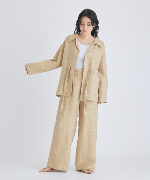 ADAM ET ROPE'(アダムエロペ)の「【sana for ADAM ET ROPE'】Wide Pants (Linen Twill)(その他パンツ・レディース・ブラック/カーキ・FREE/フリー)」の12枚目の写真