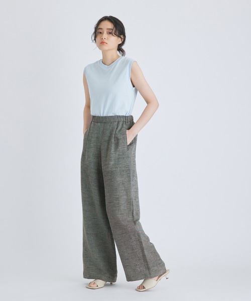 ADAM ET ROPE'(アダムエロペ)の「【sana for ADAM ET ROPE'】Wide Pants (Linen Twill)(その他パンツ・レディース・ブラック/カーキ・FREE/フリー)」の8枚目の写真