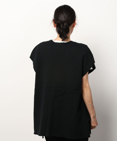 Munich（ミューニック）の「Munich(ミューニック)リネンコットン総針編みニットポンチョベスト（ベスト・レディース・ブラック/グレー・FREE）」の6枚目の写真