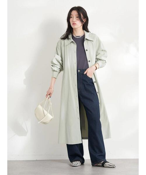 earth music&ecology（アースミュージックアンドエコロジー）の「ロングシャツワンピース（ワンピース・レディース・イエロー/ライトベージュ/ライトカーキ・FREE）」の7枚目の写真