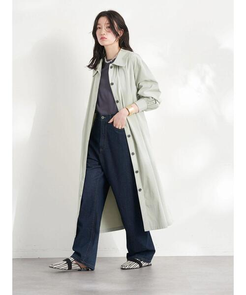 earth music&ecology（アースミュージックアンドエコロジー）の「ロングシャツワンピース（ワンピース・レディース・イエロー/ライトベージュ/ライトカーキ・FREE）」の8枚目の写真