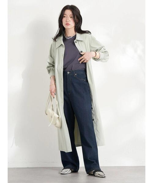 earth music&ecology（アースミュージックアンドエコロジー）の「ロングシャツワンピース（ワンピース・レディース・イエロー/ライトベージュ/ライトカーキ・FREE）」の9枚目の写真