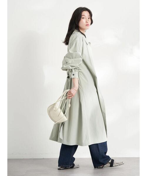 earth music&ecology（アースミュージックアンドエコロジー）の「ロングシャツワンピース（ワンピース・レディース・イエロー/ライトベージュ/ライトカーキ・FREE）」の10枚目の写真