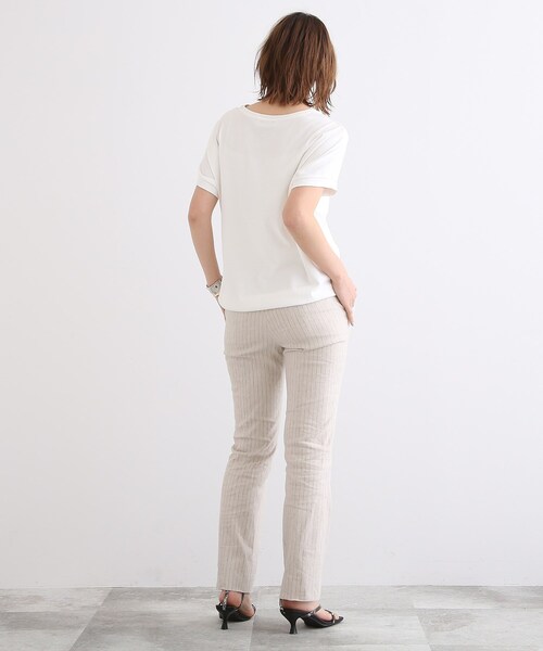 INDIVI（インディヴィ）の「◆【接触冷感/コットン100%】スムース ドルマンロゴTシャツ（Tシャツ/カットソー・レディース・ホワイト/ブラック/ベビーピンク/パープル系4・38/34/05/13/15 ）」の20枚目の写真