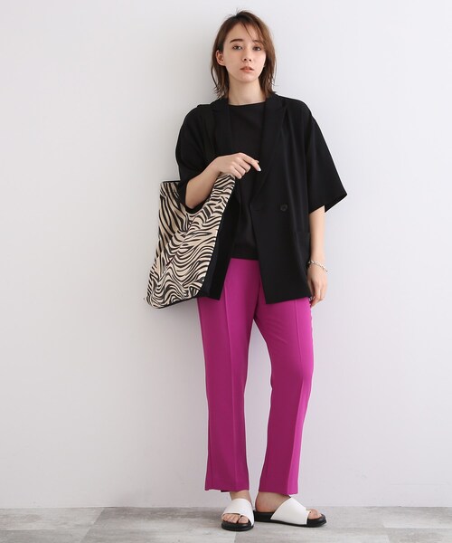 INDIVI（インディヴィ）の「◆【接触冷感/コットン100%】スムース ドルマンロゴTシャツ（Tシャツ/カットソー・レディース・ホワイト/ブラック/ベビーピンク/パープル系4・38/34/05/13/15 ）」の13枚目の写真