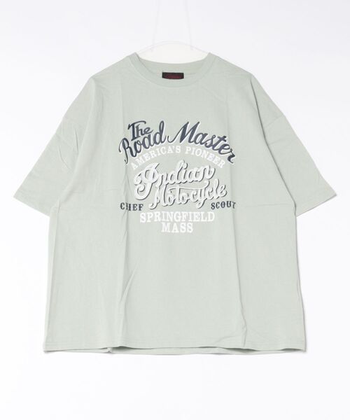 Mag.(マグ)の「【Bl】【INDIAN】刺繍+プリント オーバーサイズTシャツ(Tシャツ/カットソー・メンズ・ミント/ホワイト・MEDIUM/LARGE)」の1枚目の写真